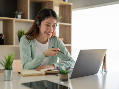 Student studying online