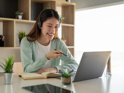 Girl studying online